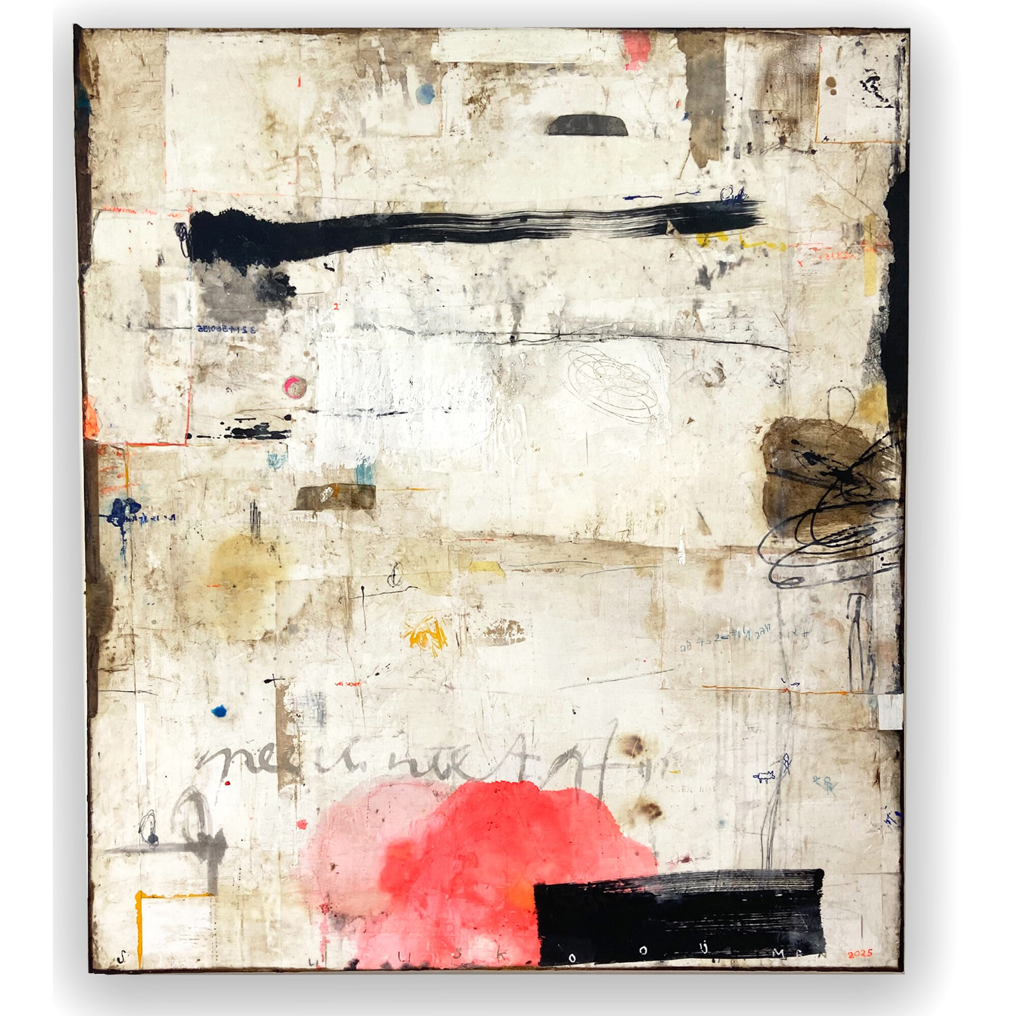 Pink spot-Cold wax-paper-130x150 cm