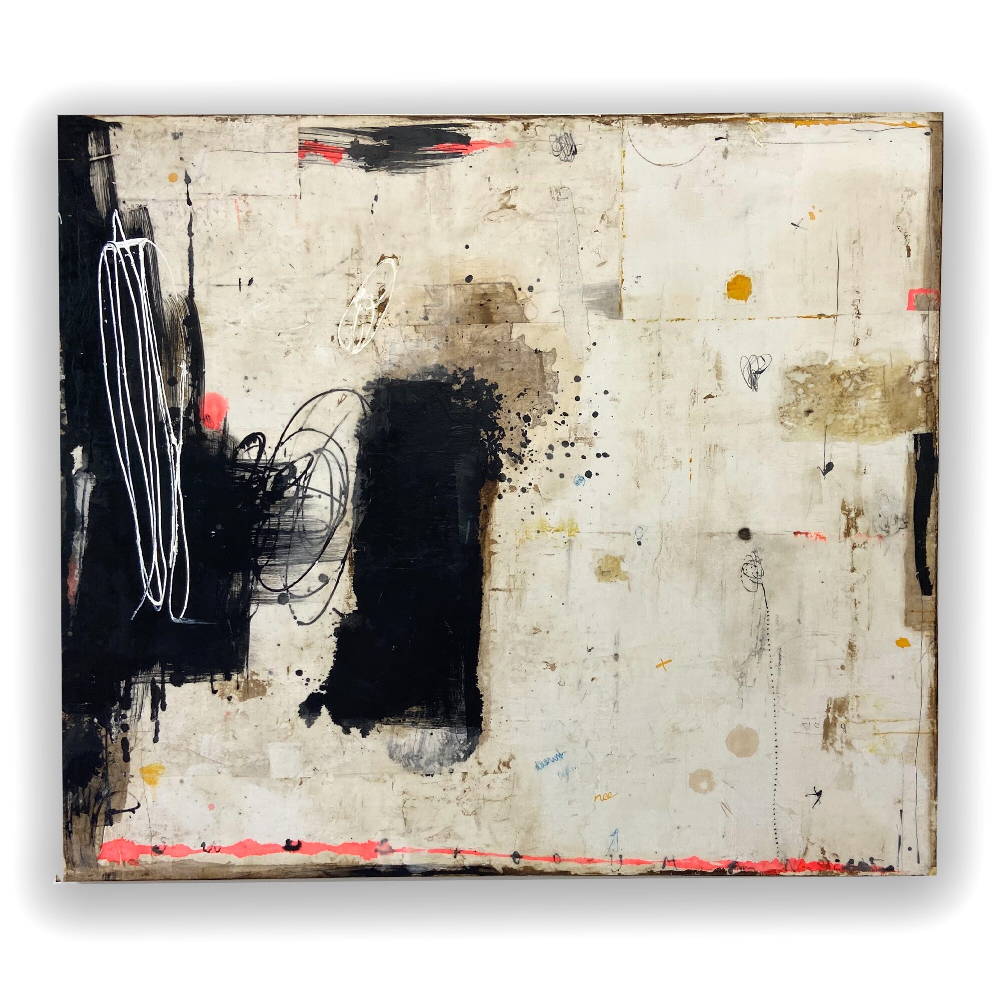 Stripe no11-Cold Wax-paper inkt-150x130 cm